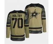 Men Dallas Stars #70 Braden Holtby 2022 Camo Military Appreciation Night Stitched jersey