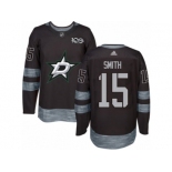 Men's Adidas Dallas Stars #15 Bobby Smith Authentic Black 1917-2017 100th Anniversary NHL Jersey