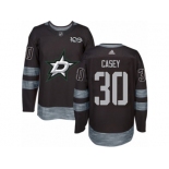 Men's Adidas Dallas Stars #30 Jon Casey Authentic Black 1917-2017 100th Anniversary NHL Jersey