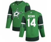 Men's Dallas Stars #14 Jamie Benn 2020 St. Patrick's Day Stitched Hockey Jersey Green