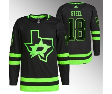 Men's Dallas Stars #18 Sam Steel Black Stitched Jersey