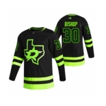 Men's Dallas Stars #30 Ben Bishop Black 2020-21 Reverse Retro Alternate Hockey Jersey