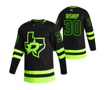 Men's Dallas Stars #30 Ben Bishop Black 2020-21 Reverse Retro Alternate Hockey Jersey