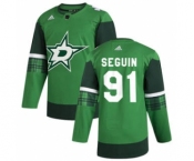 Men's Dallas Stars #91 Tyler Seguin 2020 St. Patrick's Day Stitched Hockey Jersey Green