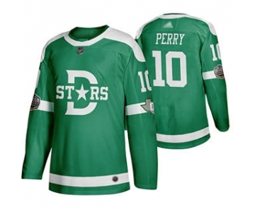 Men's Stars #10 Corey Perry Green Authentic 2020 Winter Classic Stitched Hockey Jersey