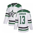 Men's Stars #13 Mattias Janmark White Road Authentic Stitched Hockey Jersey