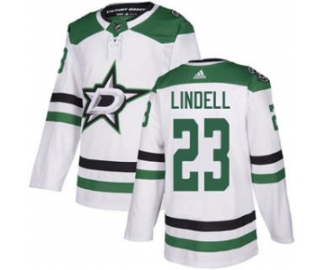 Men's Stars #23 Esa Lindell White Road Authentic Stitched Hockey Jersey