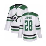 Men's Stars #28 Stephen Johns White Road Authentic Stitched Hockey Jersey