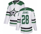 Men's Stars #28 Stephen Johns White Road Authentic Stitched Hockey Jersey