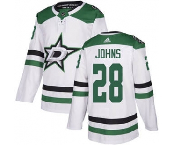 Men's Stars #28 Stephen Johns White Road Authentic Stitched Hockey Jersey