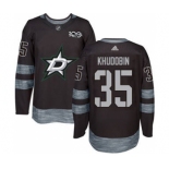 Men's Stars #35 Anton Khudobin Black 1917-2017 100th Anniversary Stitched Hockey Jersey