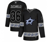 Men's Stars #36 Mats Zuccarello Black Team Logo Fashion Stitched Hockey Jersey