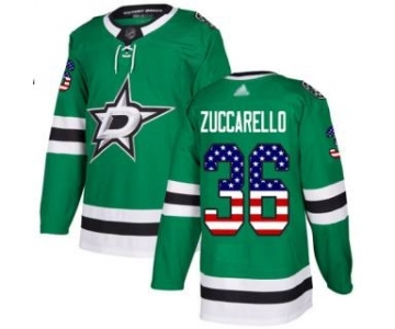 Men's Stars #36 Mats Zuccarello Green Home USA Flag Stitched Hockey Jersey