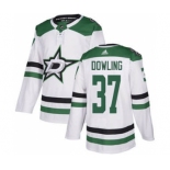 Men's Stars #37 Justin Dowling White Road Authentic Stitched Hockey Jersey