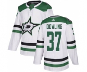 Men's Stars #37 Justin Dowling White Road Authentic Stitched Hockey Jersey