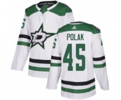 Men's Stars #45 Roman Polak White Road Authentic Stitched Hockey Jersey