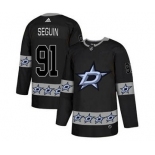 Stars #91 Tyler Seguin Black Team Logo Fashion Stitched Hockey Jersey