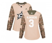 Women Adidas Dallas Stars #3 John Klingberg Camo Authentic 2017 Veterans Day Stitched NHL Jersey