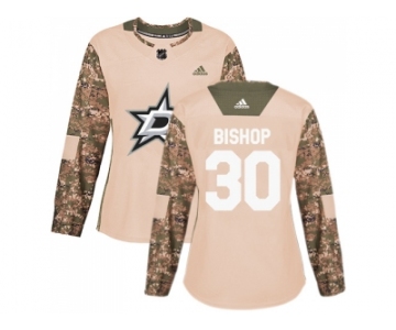 Women Adidas Dallas Stars #30 Ben Bishop Camo Authentic 2017 Veterans Day Stitched NHL Jerse