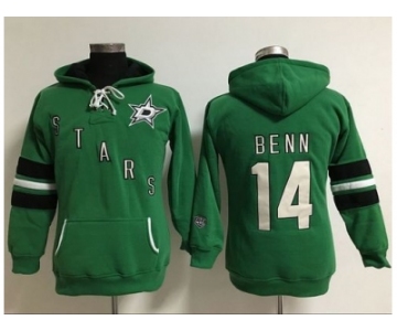 Women's Dallas Stars #14 Jamie Benn Green Old Time Heidi Hoodie NHL Hoodie