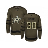 Youth Adidas Dallas Stars #30 Ben Bishop Green Salute to Service Stitched NHL Jersey