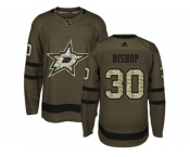 Youth Adidas Dallas Stars #30 Ben Bishop Green Salute to Service Stitched NHL Jersey