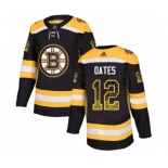 Adidas Boston Bruins #12 Adam Oates Authentic Black Drift Fashion NHL Jersey