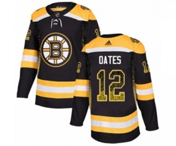 Adidas Boston Bruins #12 Adam Oates Authentic Black Drift Fashion NHL Jersey