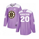 Adidas Boston Bruins #20 Joakim Nordstrom Authentic Purple Fights Cancer Practice NHL Jersey