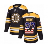 Adidas Boston Bruins #27 John Moore Authentic Black USA Flag Fashion NHL Jersey