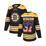 Adidas Boston Bruins #37 Patrice Bergeron Authentic Black USA Flag Fashion NHL Jersey