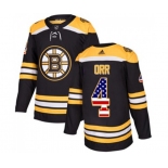 Adidas Boston Bruins #4 Bobby Orr Authentic Black USA Flag Fashion NHL Jersey