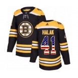 Adidas Boston Bruins #41 Jaroslav Halak Authentic Black USA Flag Fashion NHL Jersey