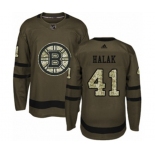 Adidas Boston Bruins #41 Jaroslav Halak Authentic Green Salute to Service NHL Jersey