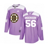 Adidas Boston Bruins #56 Axel Andersson Authentic Purple Fights Cancer Practice NHL Jersey