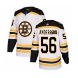 Adidas Boston Bruins #56 Axel Andersson Authentic White Away NHL Jersey