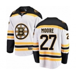 Boston Bruins #27 John Moore Authentic White Away Fanatics Branded Breakaway NHL Jersey