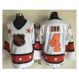 Boston Bruins #4 Bobby Orr White Orange All Star CCM Throwback Stitched NHL Jersey