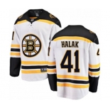 Boston Bruins #41 Jaroslav Halak Authentic White Away Fanatics Branded Breakaway NHL Jersey