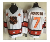 Boston Bruins #7 Phil Esposito White Orange All Star CCM Throwback Stitched NHL Jersey