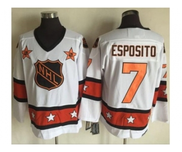 Boston Bruins #7 Phil Esposito White Orange All Star CCM Throwback Stitched NHL Jersey