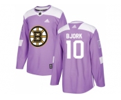 Men Adidas Boston Bruins #10 Anders Bjork Purple Authentic Fights Cancer Stitched NHL Jersey