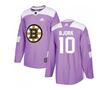 Men Adidas Boston Bruins #10 Anders Bjork Purple Authentic Fights Cancer Stitched NHL Jersey