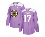 Men Adidas Boston Bruins #17 Milan Lucic Purple Authentic Fights Cancer Stitched NHL Jersey