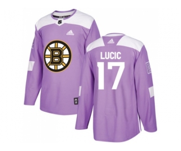 Men Adidas Boston Bruins #17 Milan Lucic Purple Authentic Fights Cancer Stitched NHL Jersey