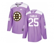 Men Adidas Boston Bruins #25 Brandon Carlo Purple Authentic Fights Cancer Stitched NHL Jersey