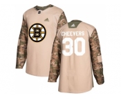 Men Adidas Boston Bruins #30 Gerry Cheevers Camo Authentic 2017 Veterans Day Stitched NHL Jersey