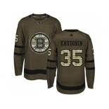 Men Adidas Boston Bruins #35 Anton Khudobin Green Salute to Service Stitched NHL Jersey