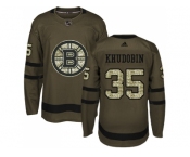 Men Adidas Boston Bruins #35 Anton Khudobin Green Salute to Service Stitched NHL Jersey