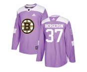 Men Adidas Boston Bruins #37 Patrice Bergeron Purple Authentic Fights Cancer Stitched NHL Jersey